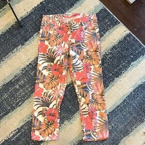Cream colourful floral  denim
